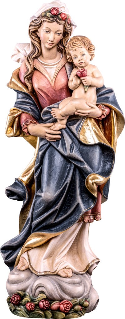 Statua Madonna Lourdes legno Val Gardena colorata