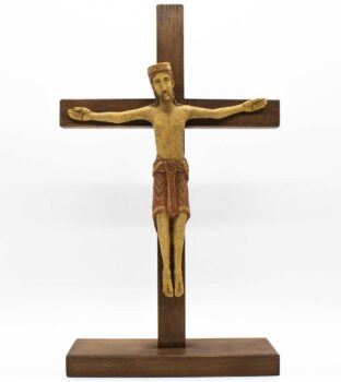 Crocifisso Cristo Romano Con Base - Legno Dipinto - Atelier D'Art De ...